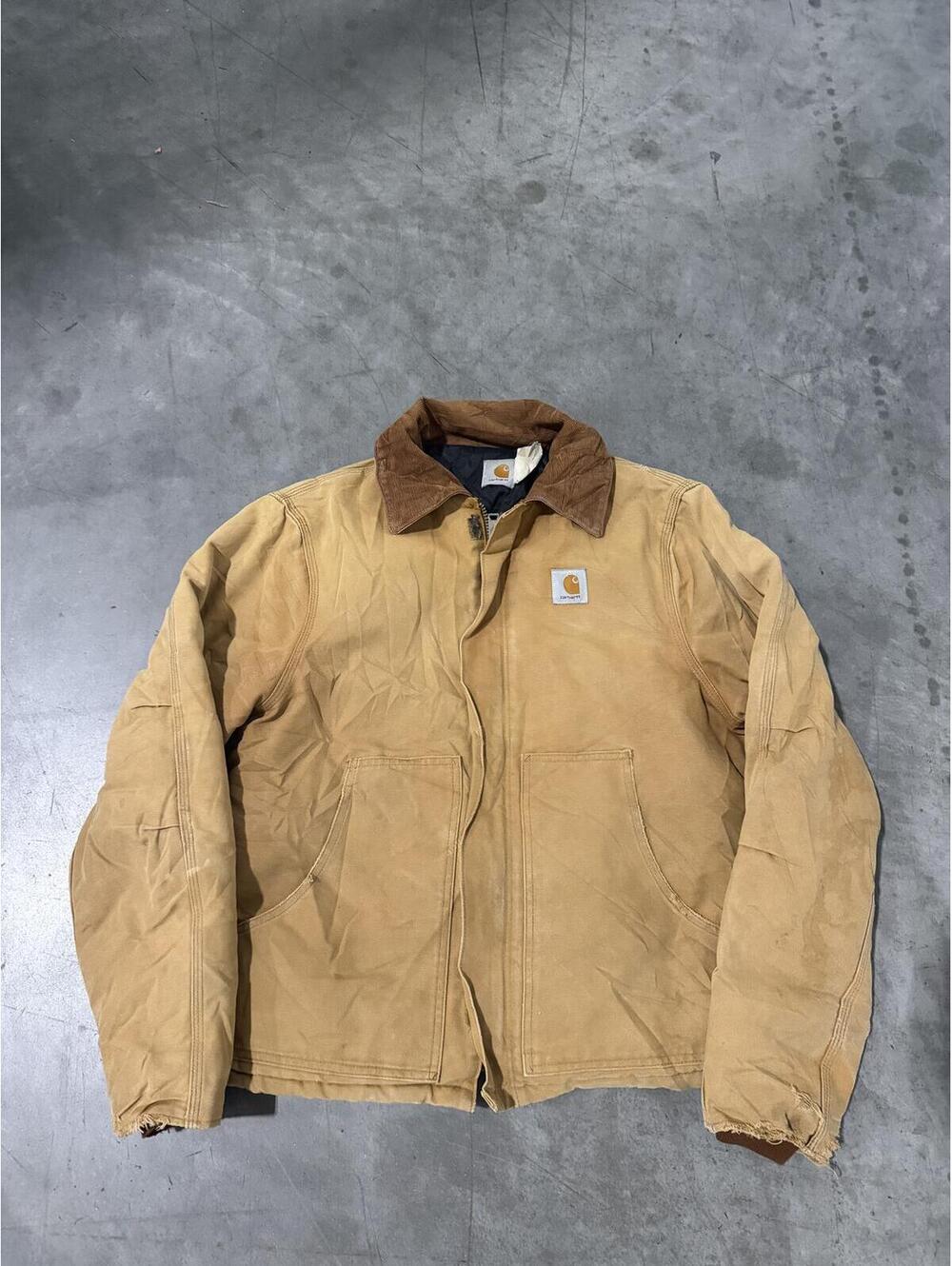 VTG Carhartt Size XL Tan Quilted-Nylon Lined Detroit Jacket